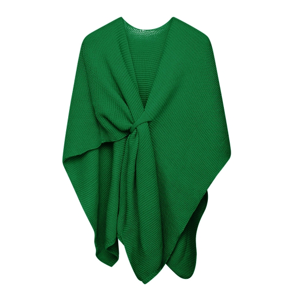 Châle tricoté avec boucle vert foncé